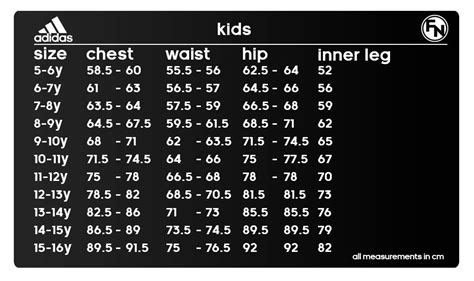 adidas youth shorts size chart